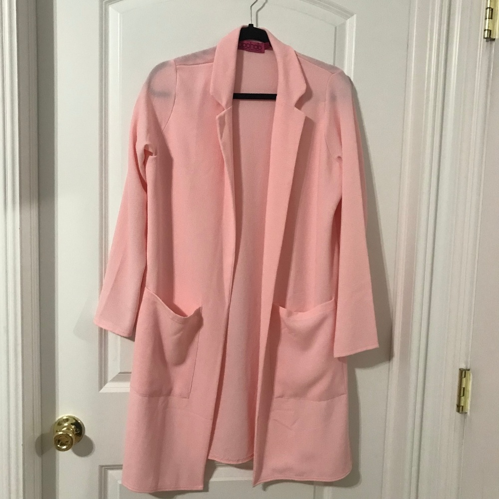 Boohoo pink duster coat